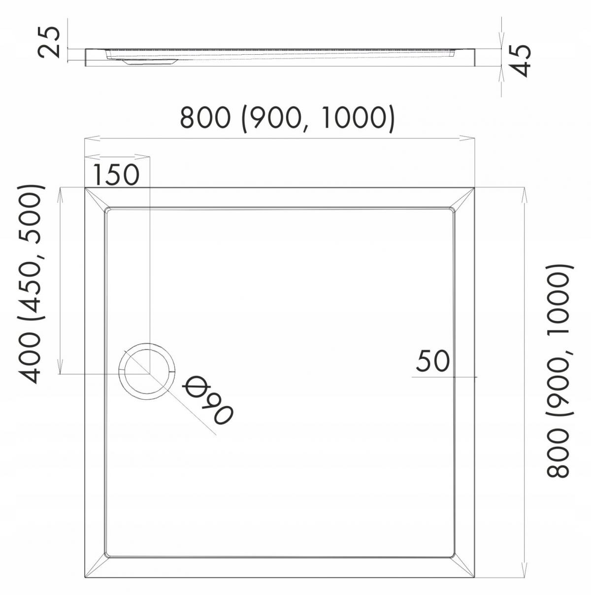 SCHEDPOL Brodzik kompozyt Corrina New Stabilsound Plus 80x80x4,5 cm