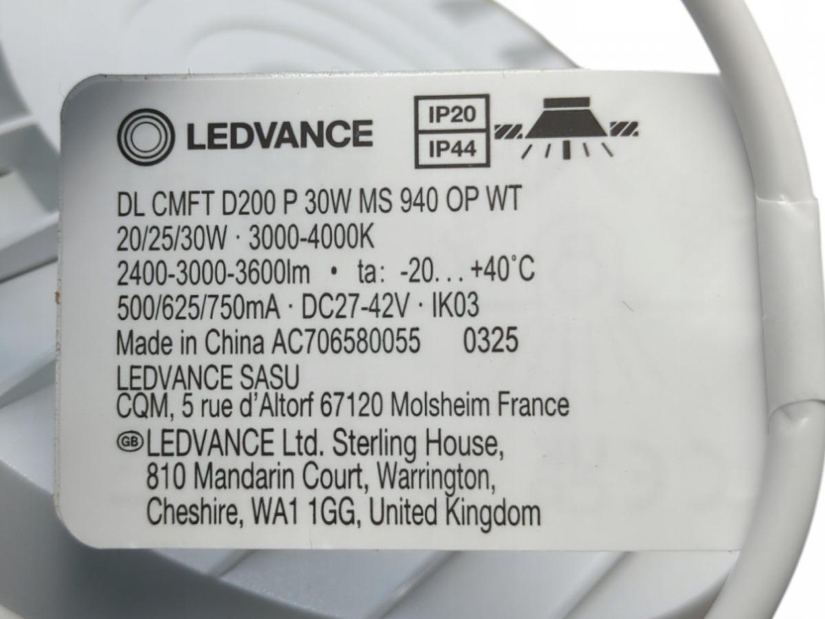 Oprawa downlight, COMFORT D200 P 30W Multi Select 940, opalizowany dyfuzor,