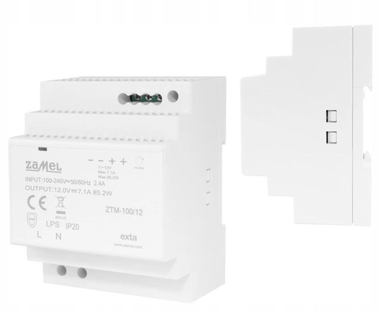 Zasilacz impulsowy montowany na szynie TH-35 (DIN), 100W, 12V DC ZTM-100/12