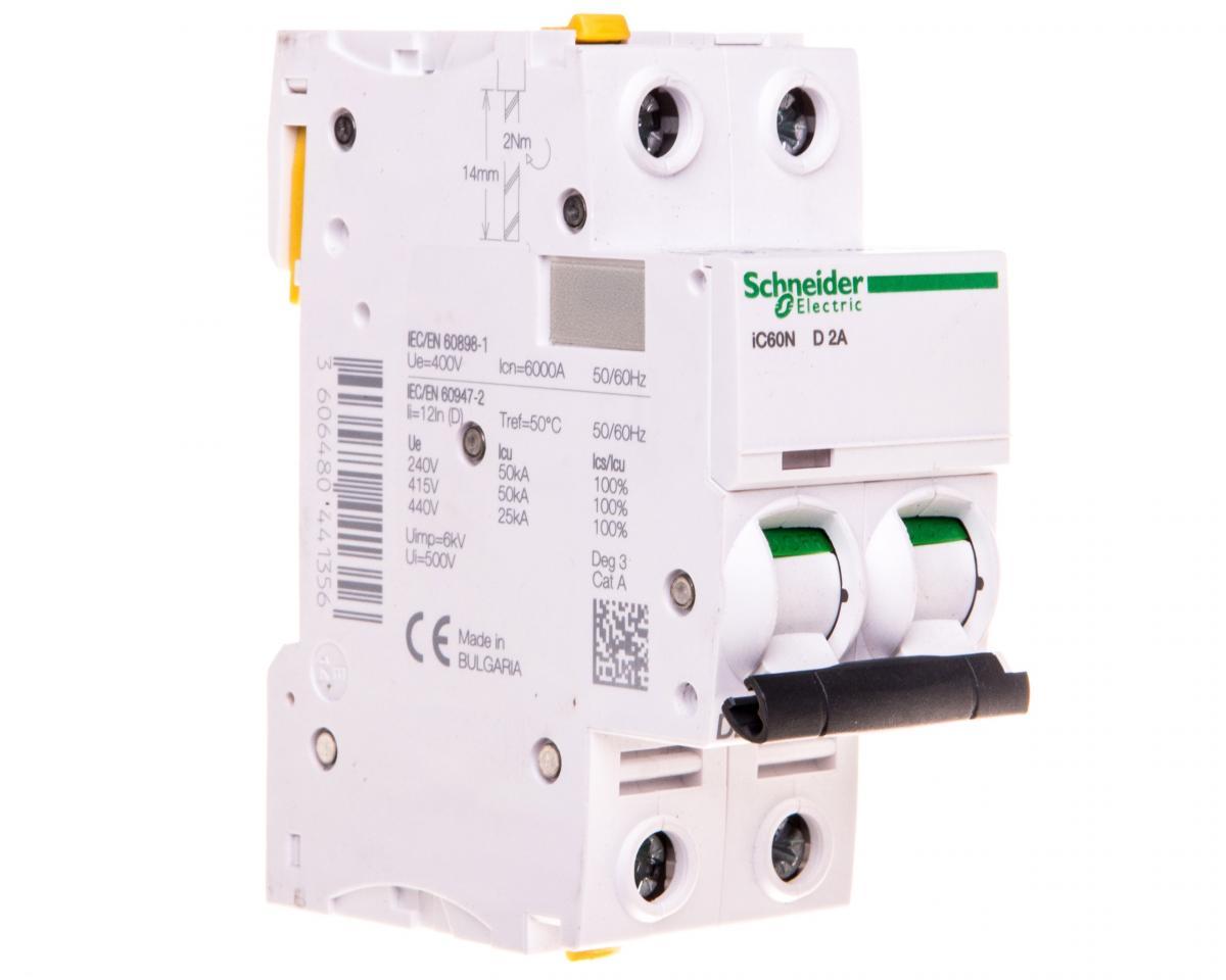SCHNEIDER ELECTRIC Wyłącznik nadprądowy iC60N-D2-2 D 2A 2-biegunowy