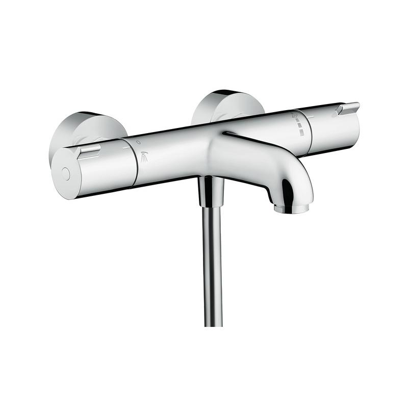 Bateria wannowo-prysznicowa dwuuchwytowa ścienna Hansgrohe Ecostat srebrny