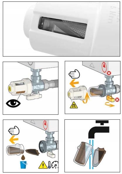 Caleffi XS - urządzenie filtrujące z magnesem do montażu pod kotłem