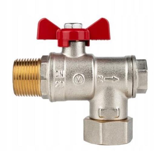 SPIN Kurek kulowy kątowy z filtrem i magnesem DN20-PN25 G3/4-G3/4