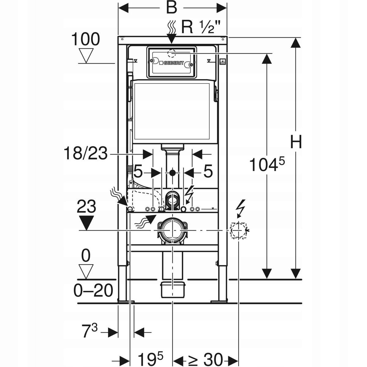 GEBERIT Zestaw stelażowy Duofix Basic Smyle Square