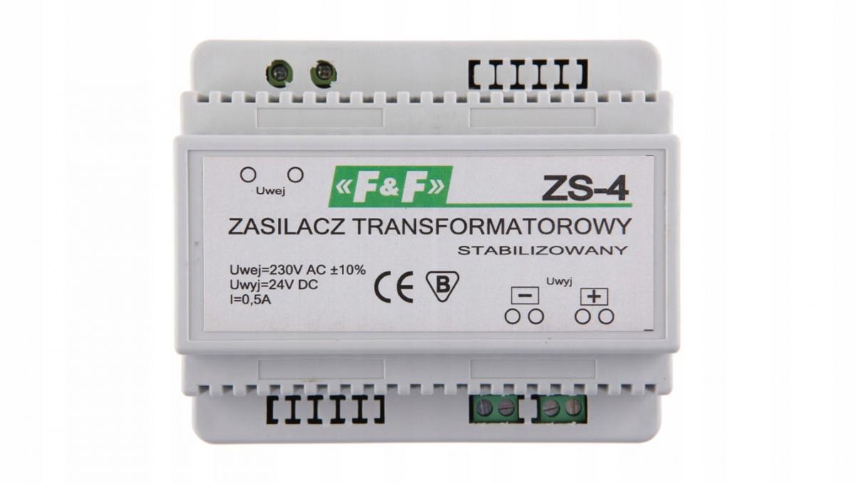 Zasilacz transformatorowy ZS-4, napięcie wejściowe 230V AC, napięcie wyjści