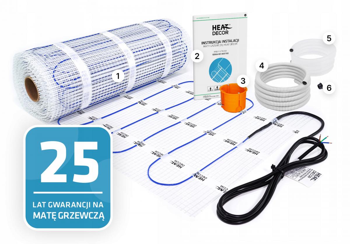Zestaw maty grzewczej HD-mat 150 W/m2, szerokość50 cm bez termostatu 2.5 m2