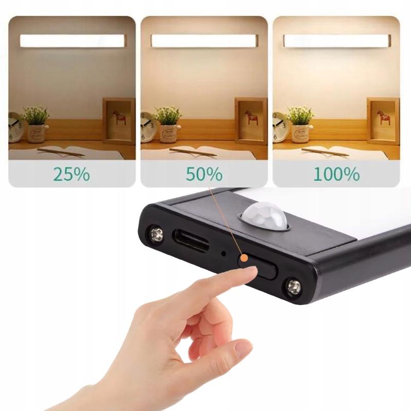Oprawa meblowa LED do szaf, 400mm, 4000K, light sensor + pir, ładowanie 750