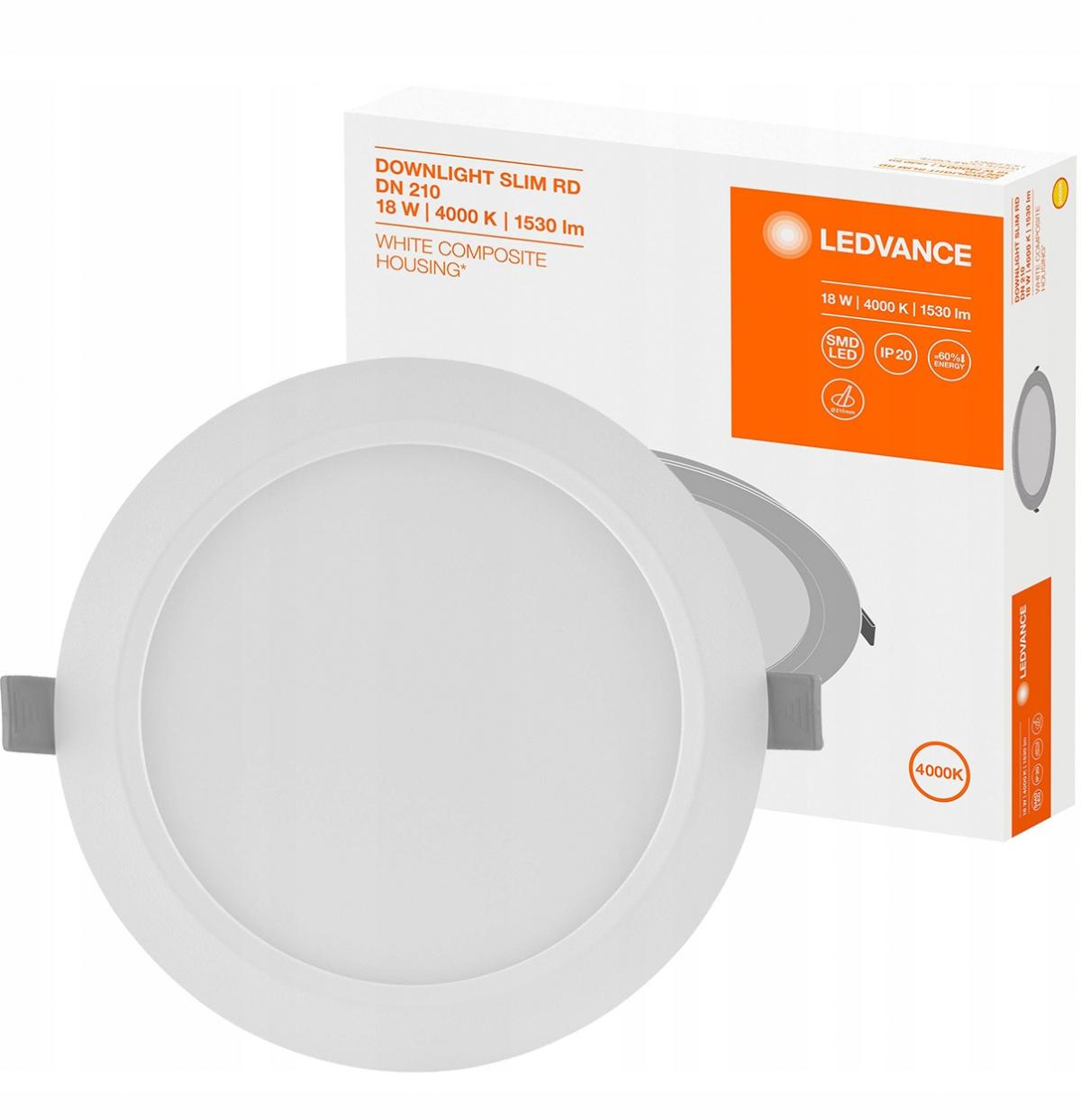 LEDVANCE Oprawa LED Downlight Slim Dn210 18W/4000K Wt Ip20 Ledv