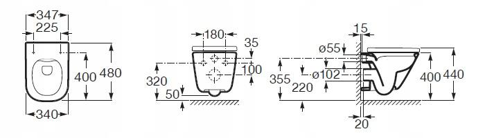 Miska WC podwieszana Rimless Square Compacto z deską wolnoopadającą slim