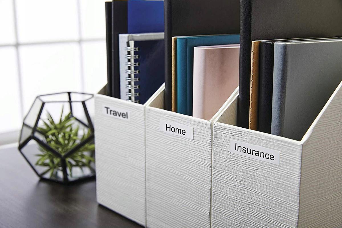 Taśma D1 12mmx7m, czarno-biała