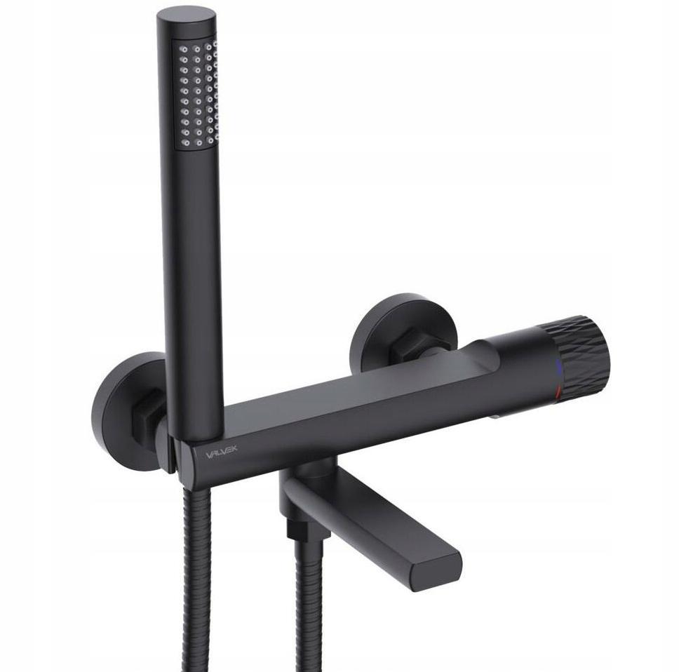 VALVEX DECOR BLACK Bateria wannowa ścienna z akcesoriami