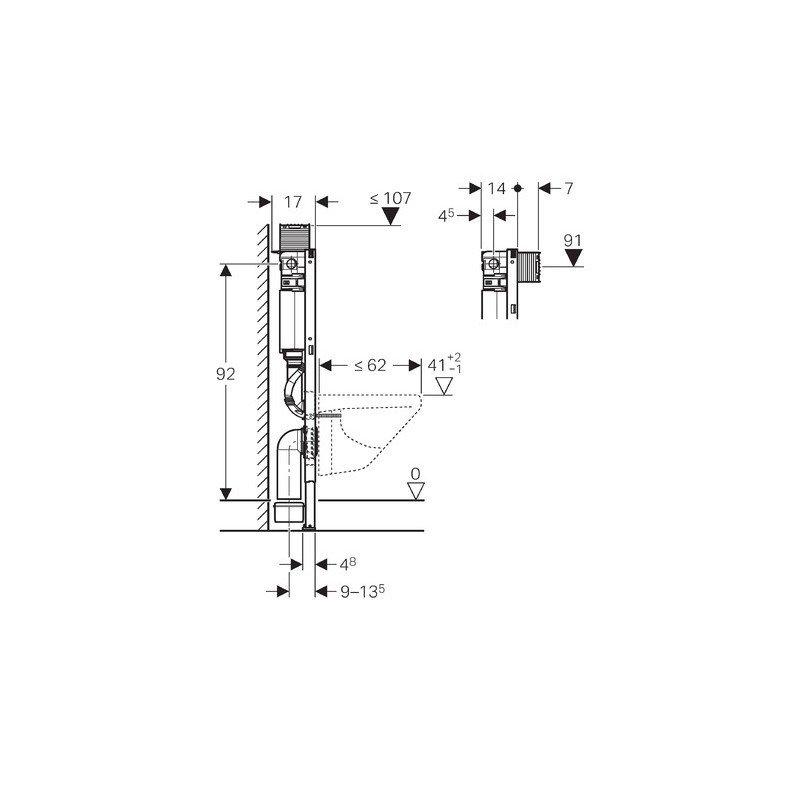 Stelaż do WC spłukiwanie 2/4 L GEBERIT Duofix Omega H98 500 x 120 x 980 mm