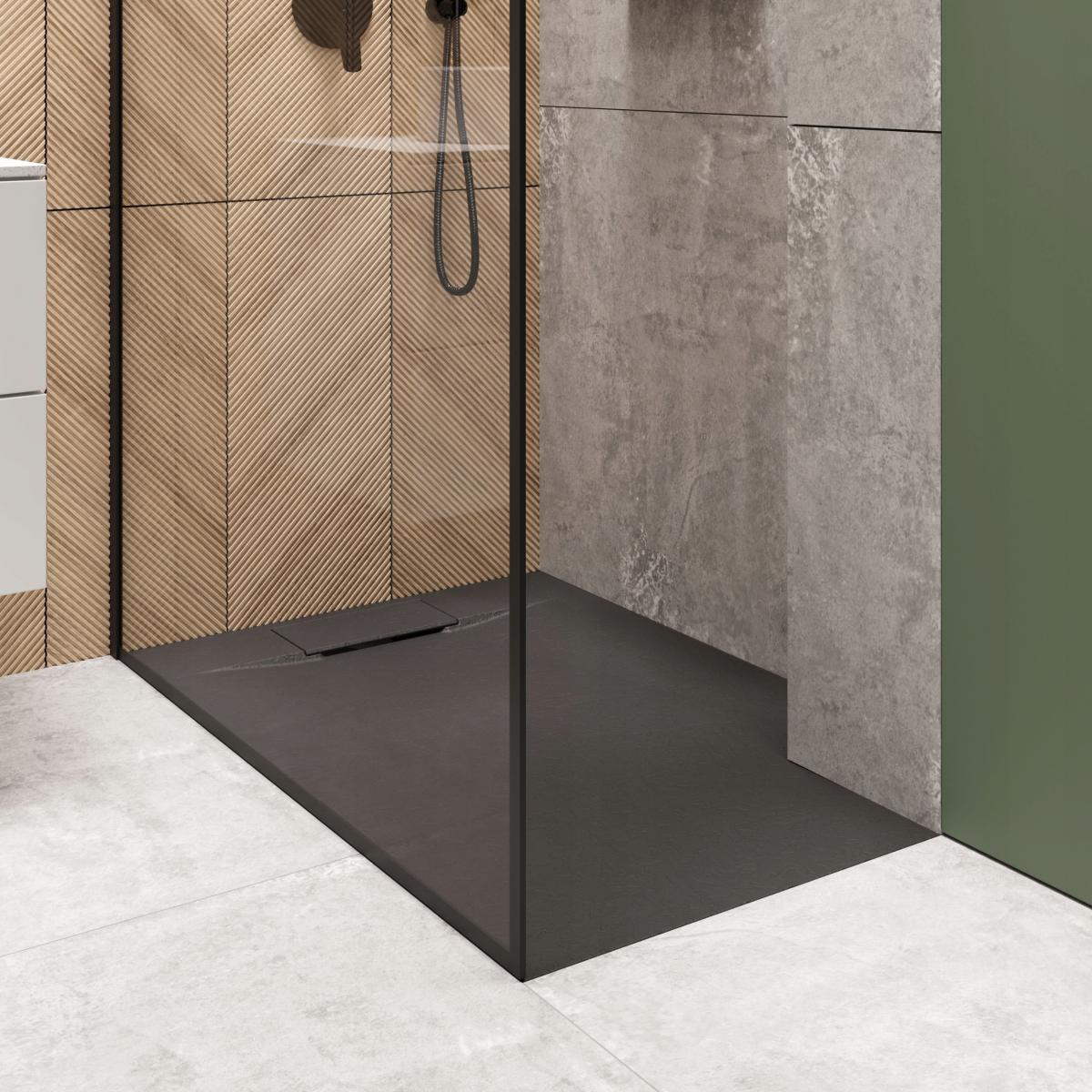 BRODZIK PRYSZNICOWY PROSTOKĄTNY ALVERO INVENA TREND, 90X110 CM CZARNY