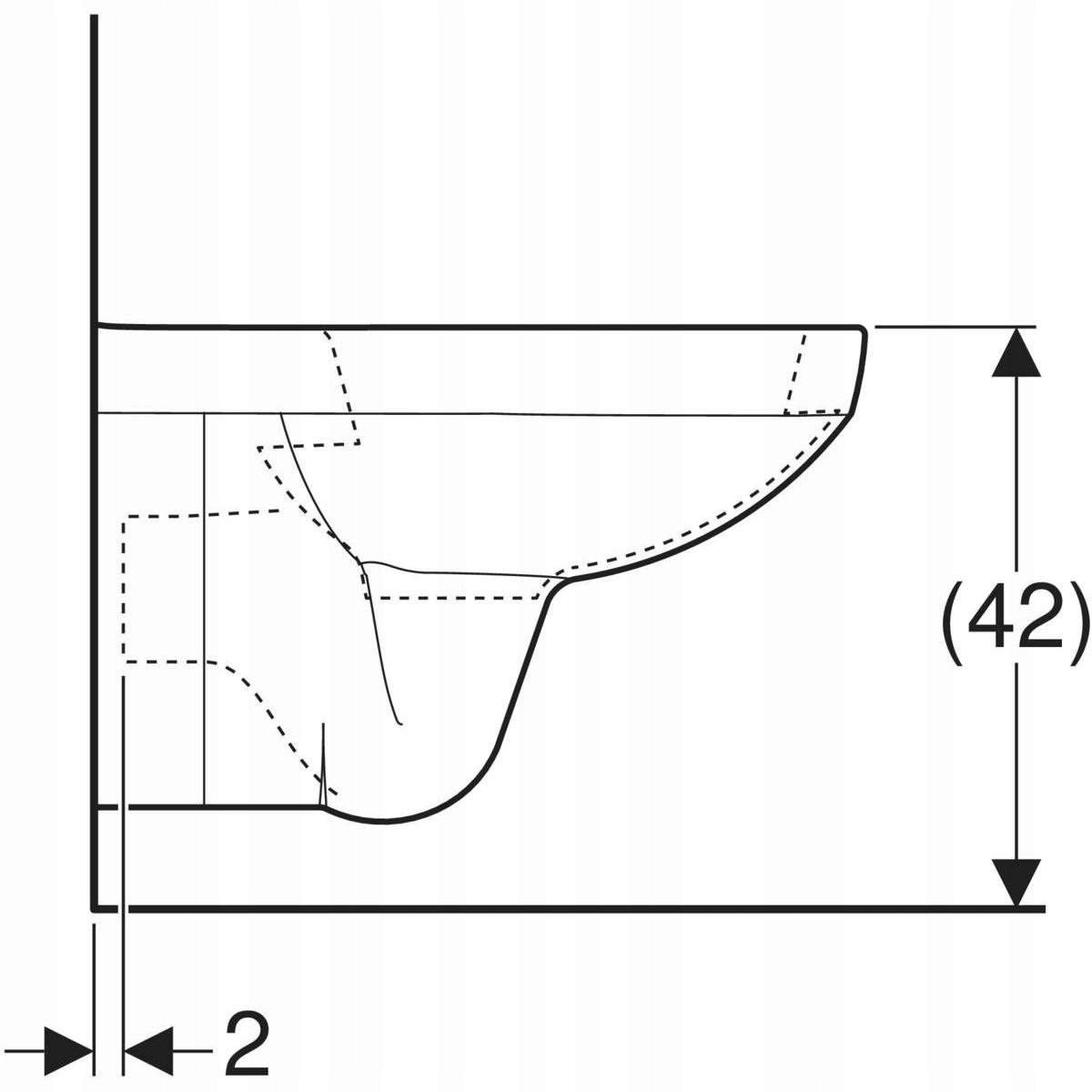 GEBERIT Miska wisząca WC Selnova Square lejowa, B35 cm, H34 cm, T53cm
