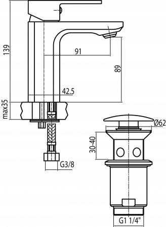 Bateria wannowa Valvex Loft Gold ścienna (bez akcesoriów)