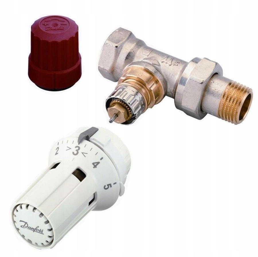 Zawór termostatyczny RA-N 10 prosty (długi nypel), z nastawą wstępną.