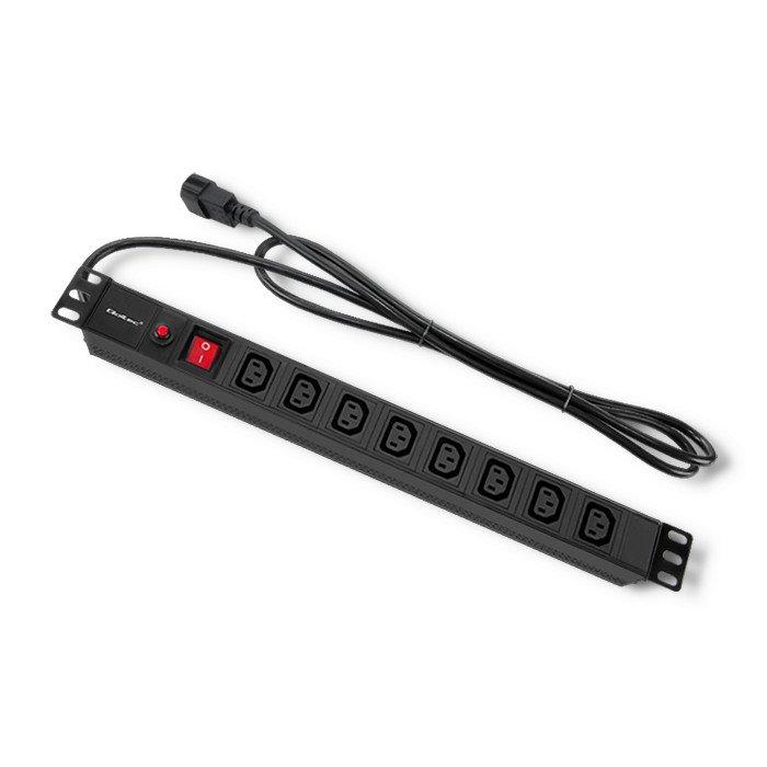 QOLTEC Listwa zasilająca do szafy RACK 19 1U 10A PDU 8xIEC C13 2m