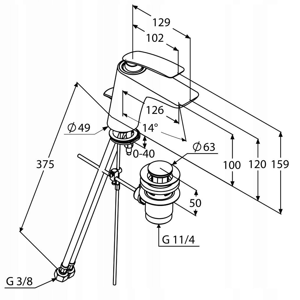 Bateria umywalkowa KLUDI BALANCE 1-uchwytowa 1-otworowa DN 10 chrom