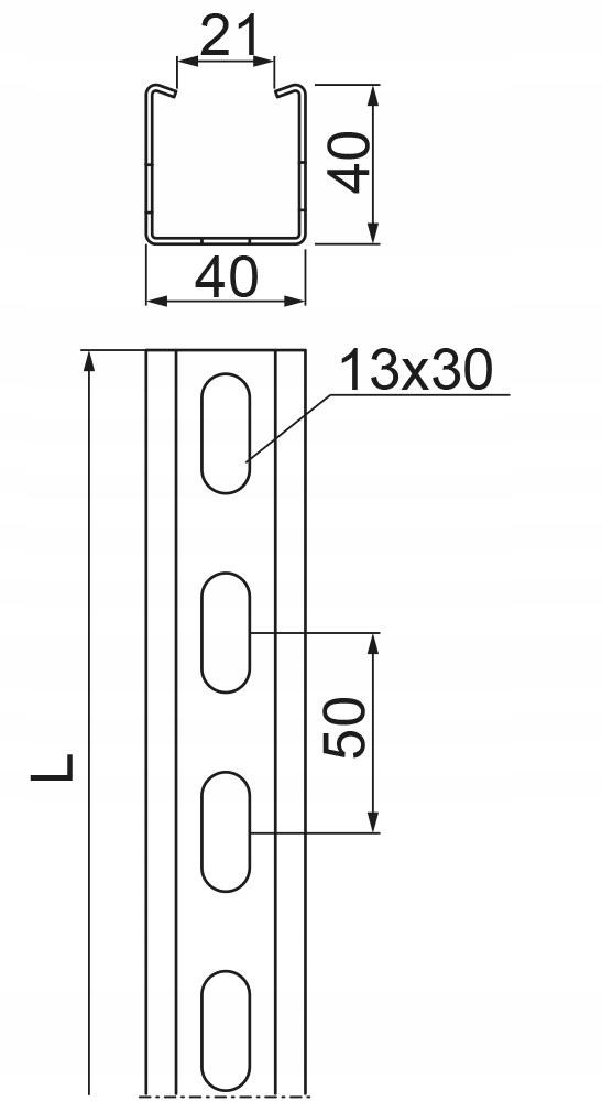 BAKS Ceownik wzmocniony CWD40H40/3, grubość blachy 1,2mm