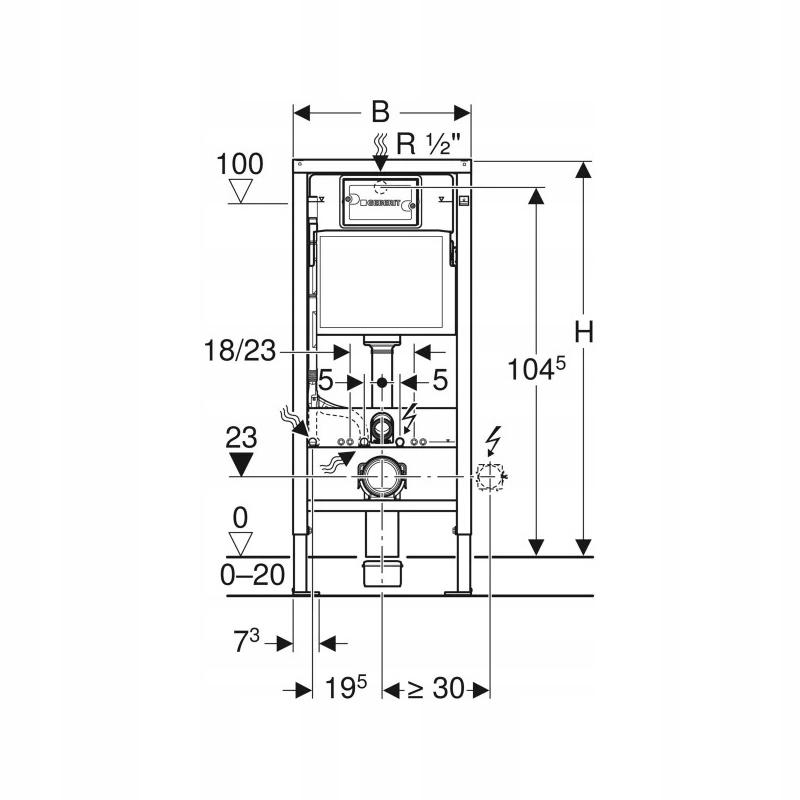 Zestaw stelażowy Geberit Duofix Basic Delta35 Selnova Square Compact 48h