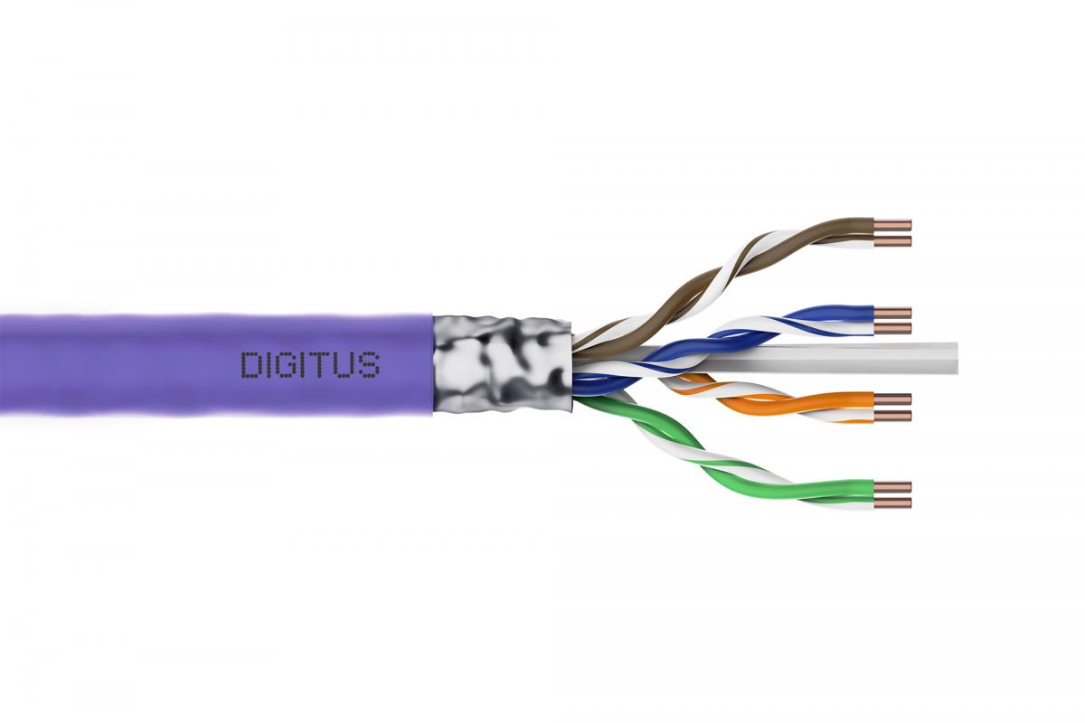 Kabel instalacyjny DIGITUS kat.6, F/UTP, B2ca, AWG 23/1, LSOH, 500m, fiolet