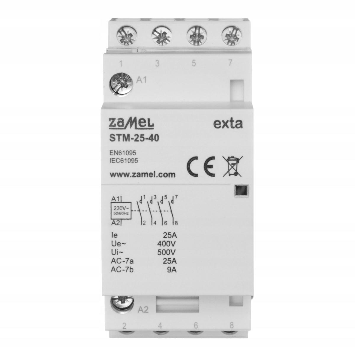 ZAMEL Stycznik modułowy instalacyjny 25A, 4xNO, 230V AC STM-25-40
