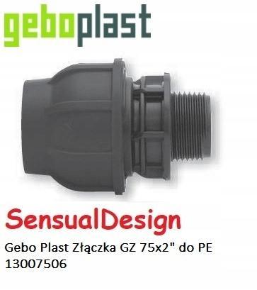 Złączka zaciskowa PP 75x2 GZ gwint zewnętrzny PN10, do rur PE, kolor czarn
