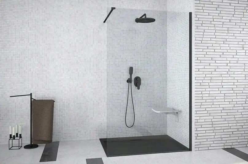 INVENA KABINA WALK-IN 100X200CM SZ.TRANSP.8MM SHINY-GLASS CZARNY