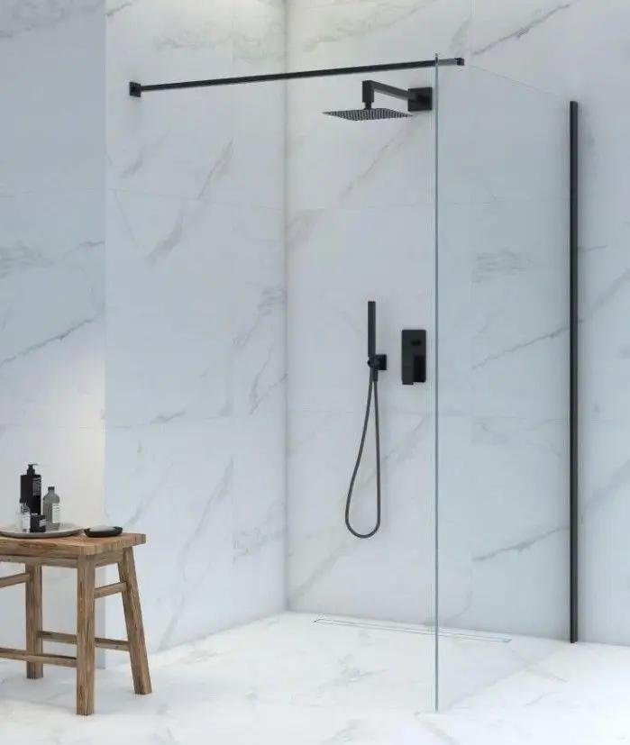 INVENA KABINA WALK-IN 100X200CM SZ.TRANSP.8MM SHINY-GLASS CZARNY