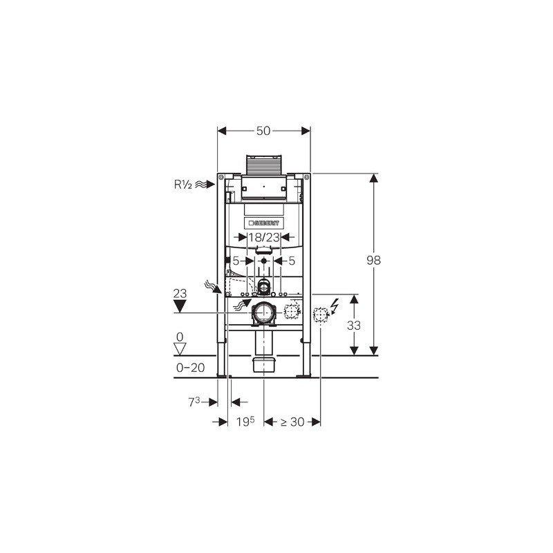 Stelaż do WC spłukiwanie 2/4 L GEBERIT Duofix Omega H98 500 x 120 x 980 mm