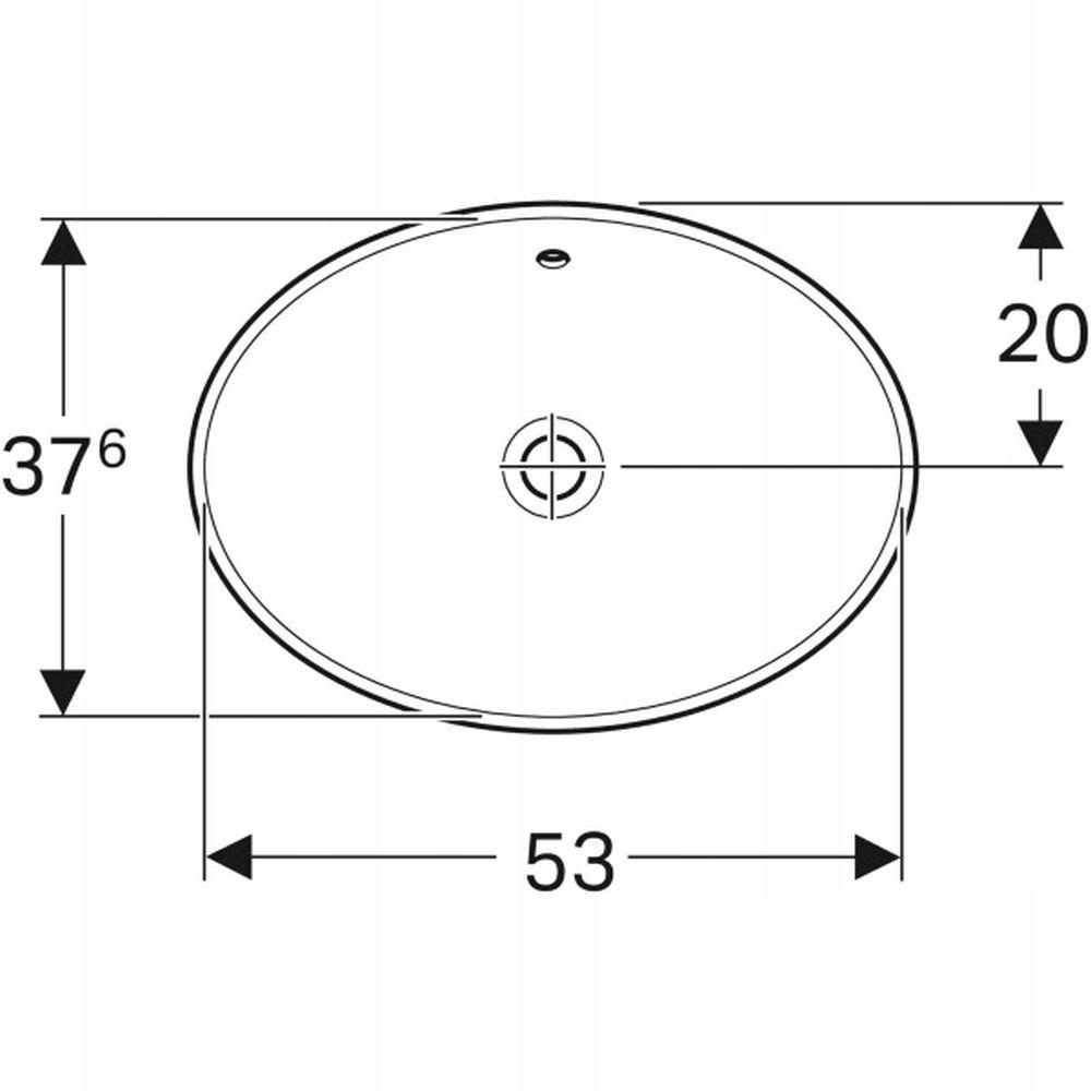 Umywalka Variform wpuszczana w blat, owalna, B55 cm, H17.8 cm, T40 cm, z pr
