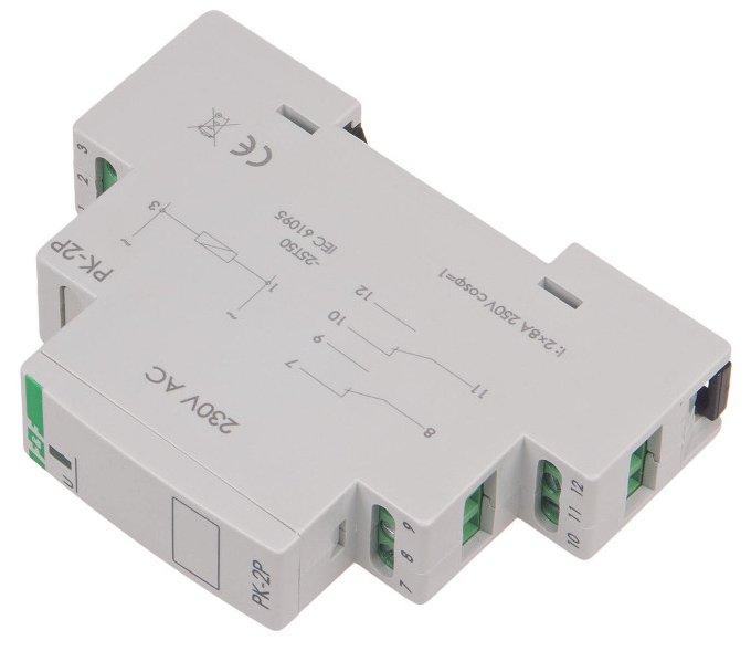 F&F Przekaźnik elektromagnetyczny PK-2P 12V AC/DC, styk: 2P I=2x8A, 1 moduł