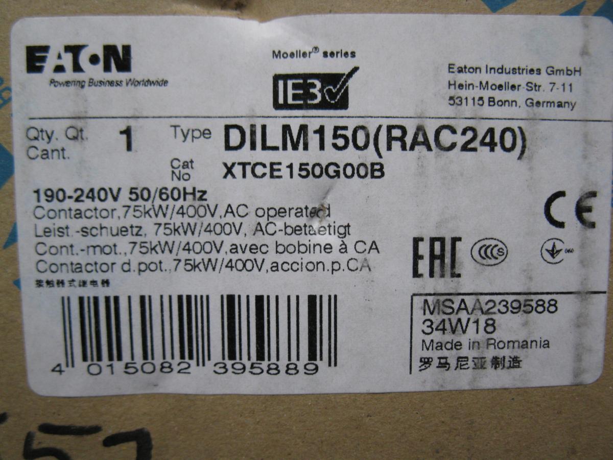 EATON Stycznik 75kW/400V, sterowanie 230VAC DILM150-EA(RAC240)