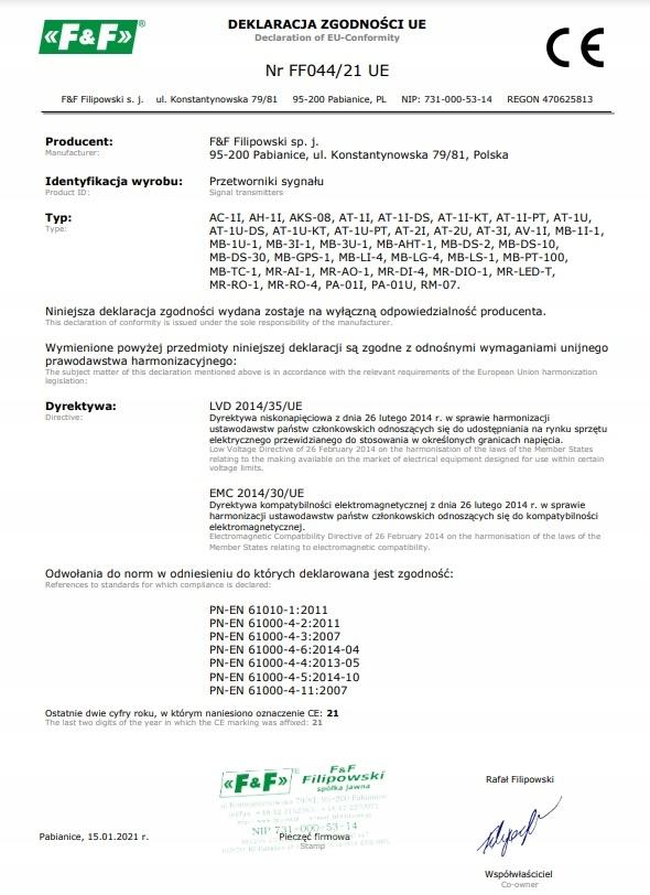 Licznik czasu pracy z wyjściem modbus rtu, 4-kanałowy, 1 moduł MAX-MB-LG-4H