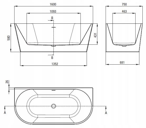 DEANTE Wanna akrylowa przyścienna/wolnostojąca - 160 cm Silia, biały