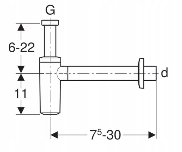 GEBERIT Syfon umywalkowy R 1 1/4x32 mm, chrom błyszczący