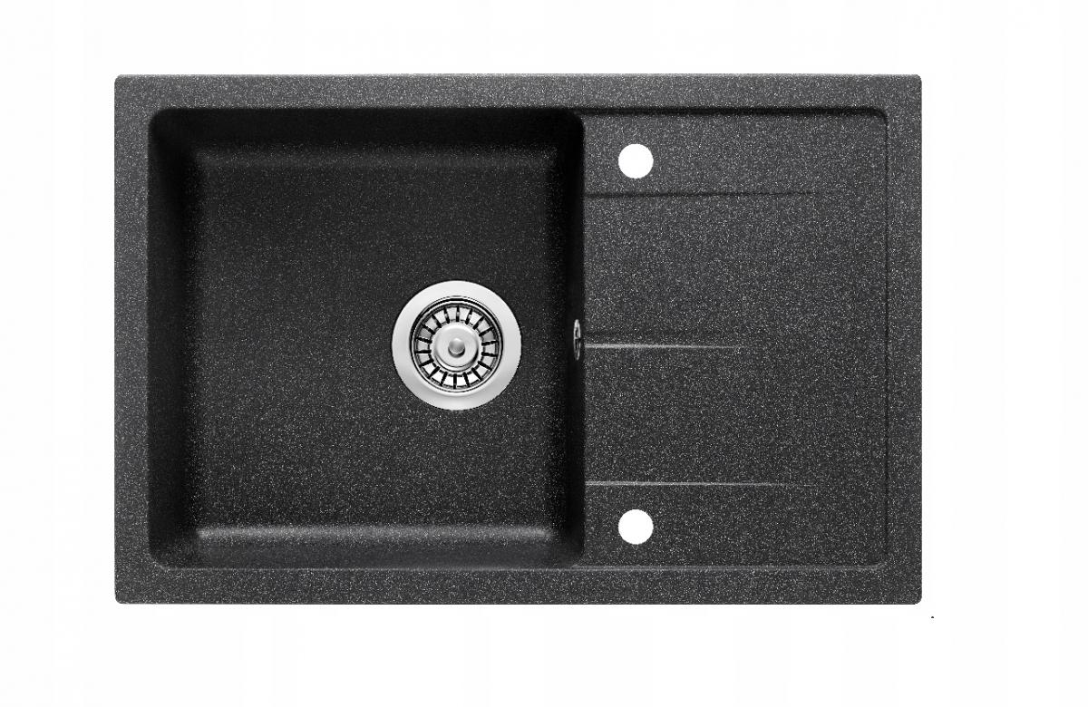 DEANTE Zlewozmywak granitowy 1-komorowy z ociekaczem Leda, grafit