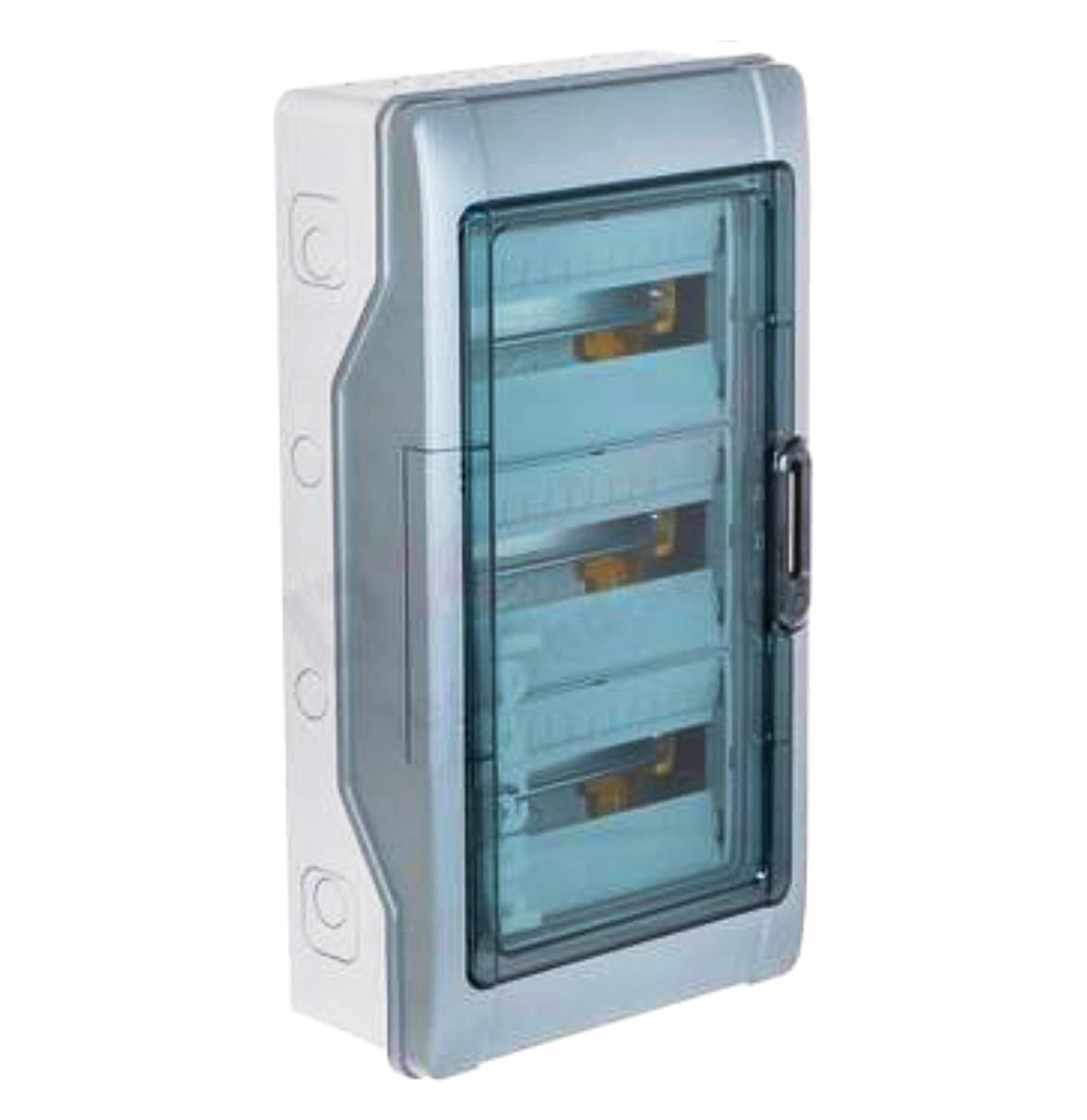 Rozdzielnica natynkowa RN65 IP65 z listwami 3x12 modułowa (36 modułowa)