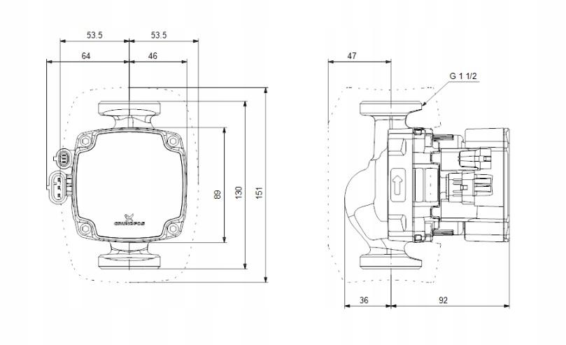 Pompa obiegowa 1 x 220-240 V, 9H GRUNDFOS ALPHA2 GO 25-40 180 z Bluetoot