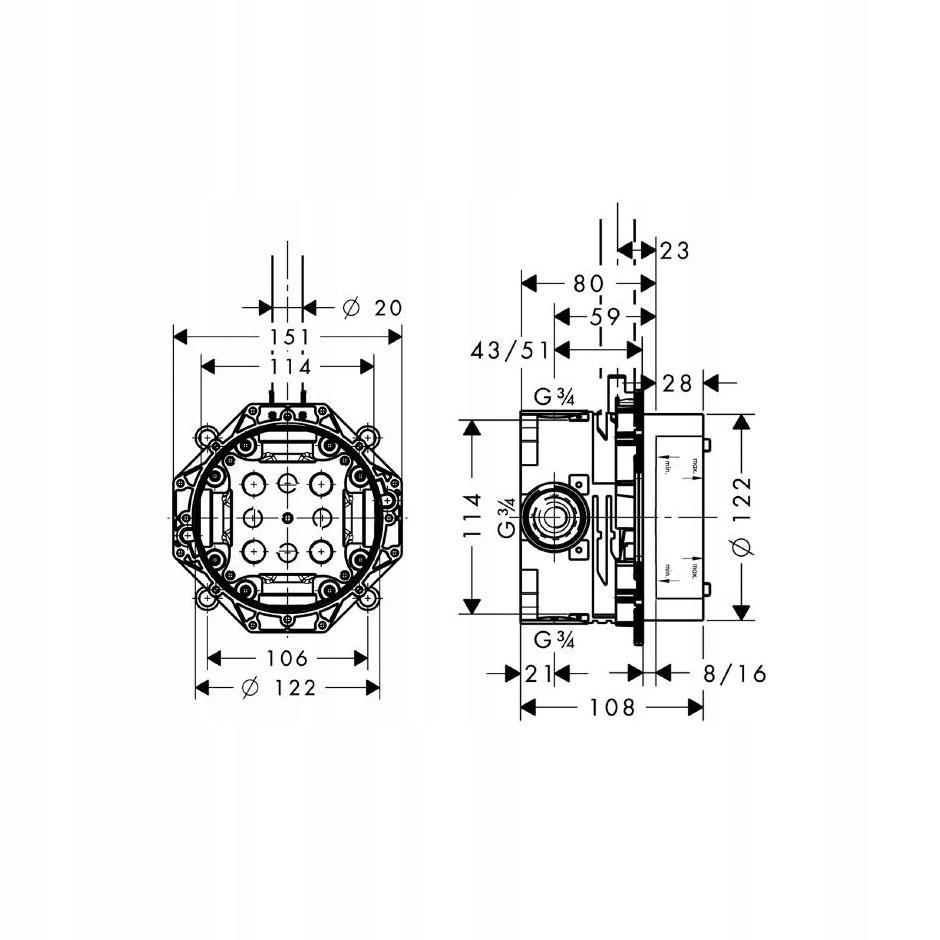 Element podtynkowy Hansgrohe uniwersalny iBox Universal DN20 / DN15 0180018