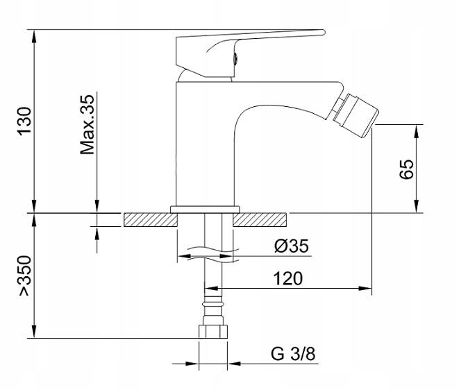 Bateria bidetowa stojąca GROHE BauLoop 1-uchwytowa 1-otworowa chrom