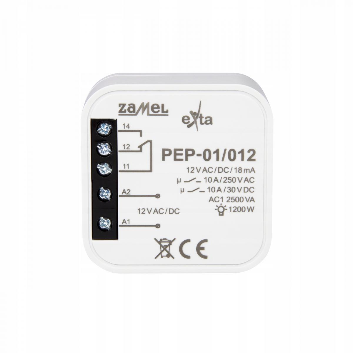 ZAMEL Przekaźnik elektromagnetyczny dopuszczalny 12VAC/DC, 10A PEP-01/012