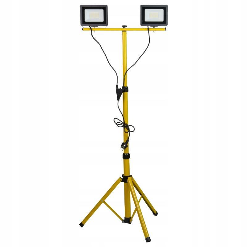 Naświetlacz LED na statywie, 2x50W, 7000lm, barwa 4000K, stopień ochrony IP