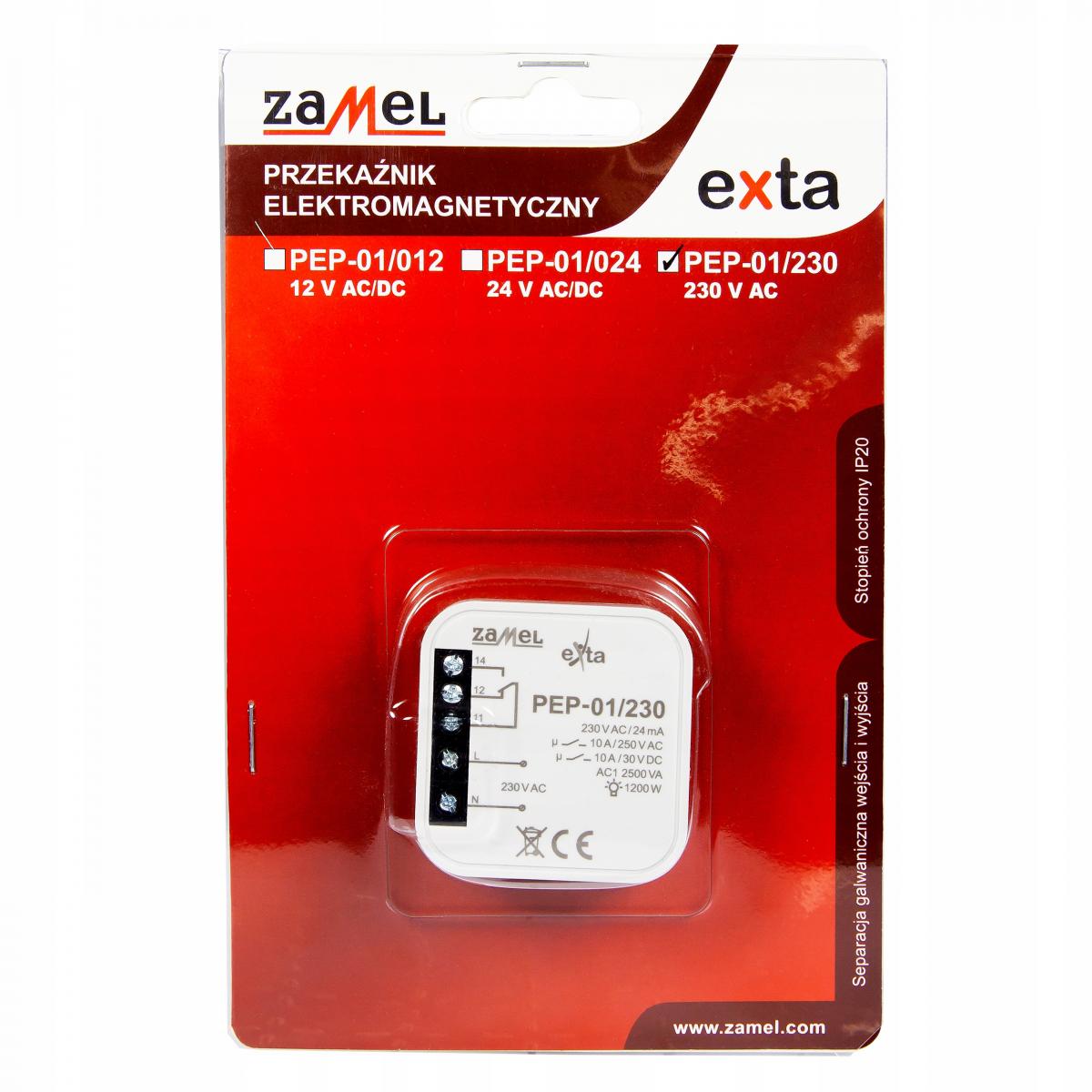 ZAMEL Przekaźnik elektromagnetyczny dopuszczalny 230VAC, 10A PEP-01/230