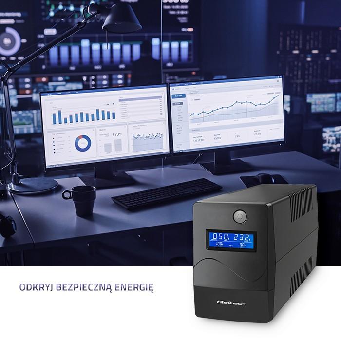 QOLTEC Zasilacz awaryjny UPS Monolith 1000VA 600W LCD USB RJ45