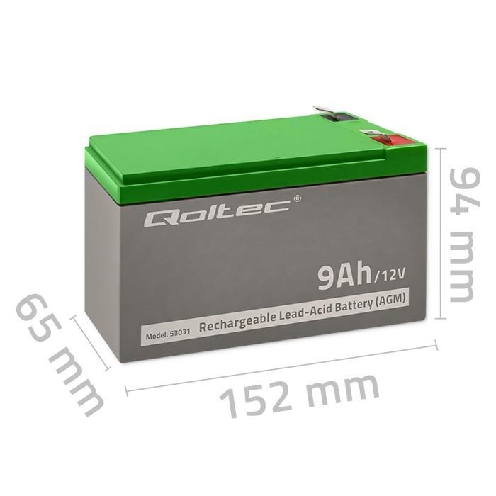QOLTEC Akumulator AGM 12V 9Ah max. 135A