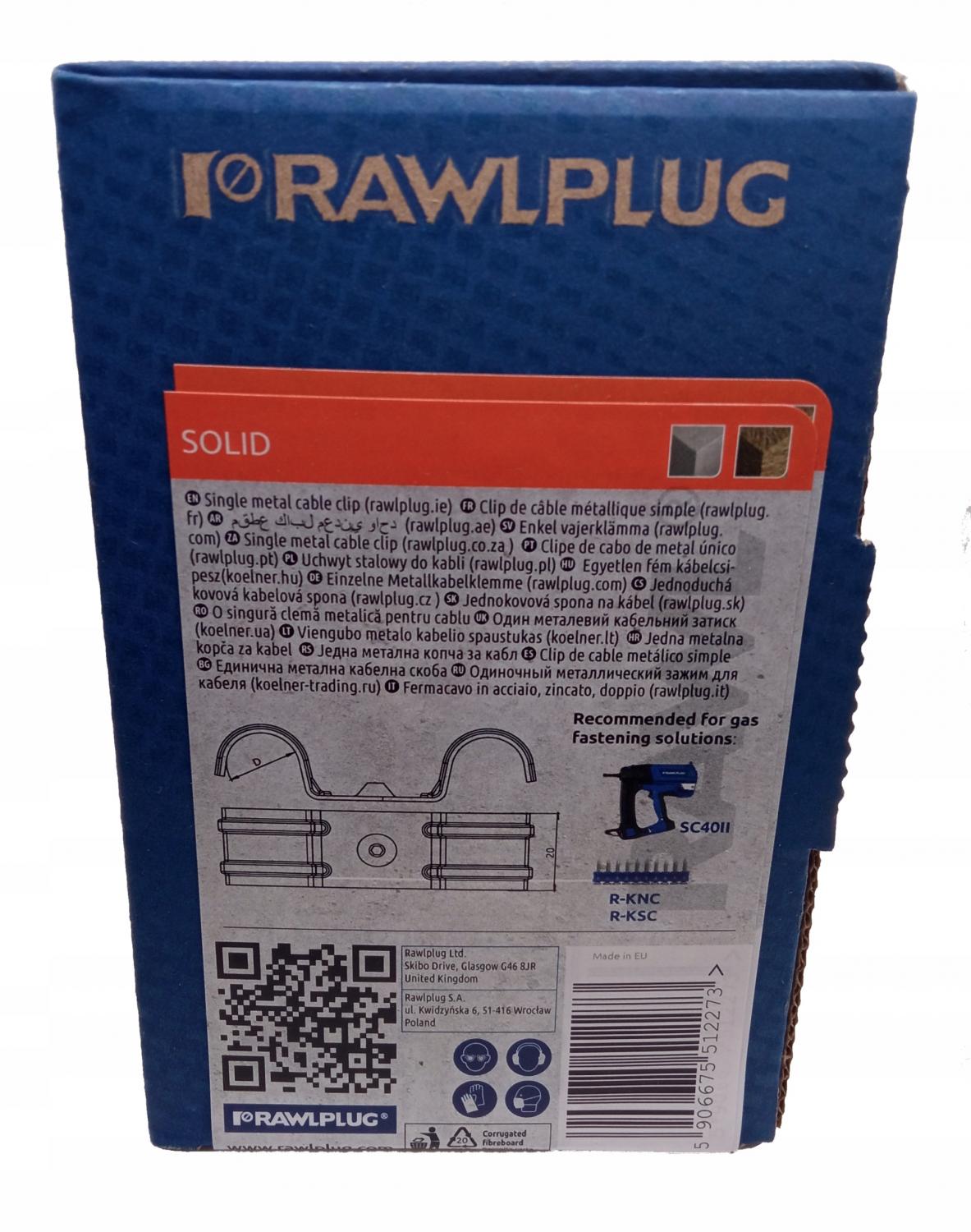 RAWLPLUG Uchwyt stalowy do kabli, ocynkowany, podwójny, średnica 10 mm