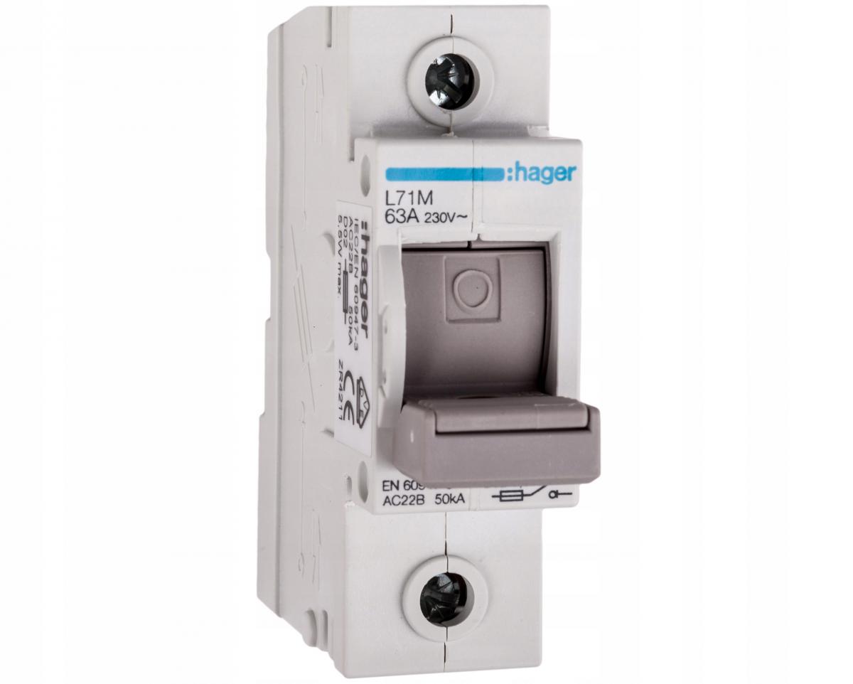 Modułowy rozłącznik bezpiecznikowy poziomy D02 1P 63A 400VAC 110/220VDC