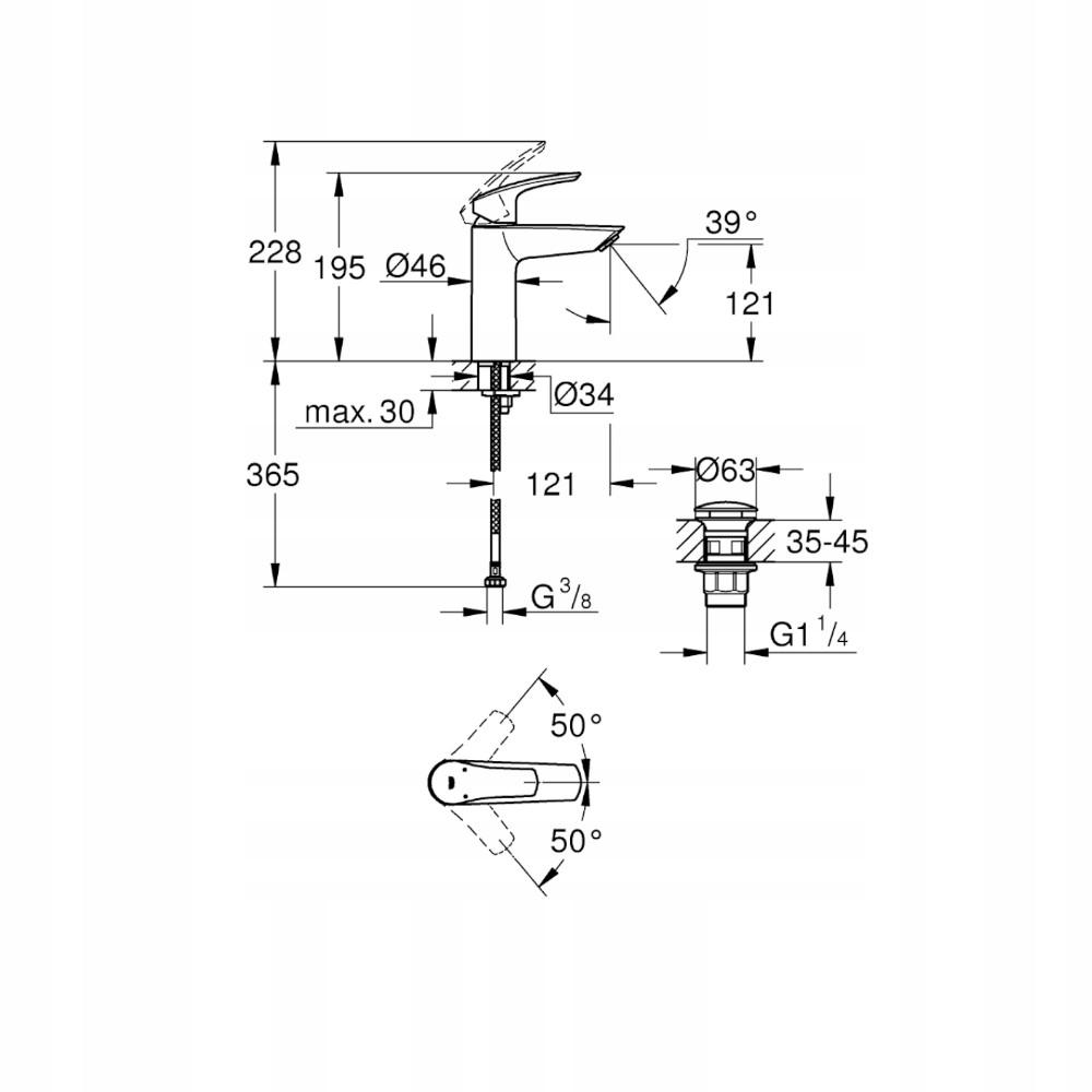 GROHE Bateria umywalkowa Eurosmart jednouchwytowa rozmiar M chrom 48h