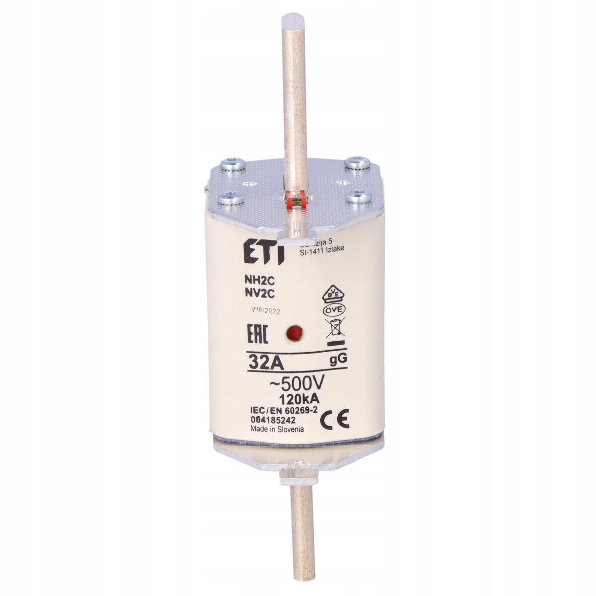 ETI Wkładka topikowa przemysłowa zwłoczna KOMBI NH2C gG 32A/500V